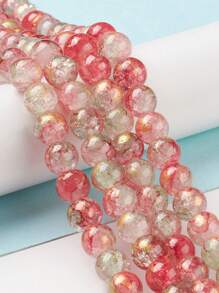 About 100pcs/Strand 8mm Baking Painted Crackle Glass Bead Strands, Hole: 1.2mm - 8mm - View 5