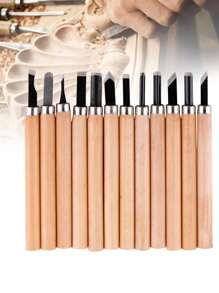 Juego Gurbias 12 Piezas Tallado Madera Carpintero Herramienta Manual Detalle - Café integral - Ver 1