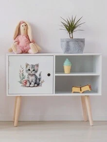 1入組討喜貓咪和花卉圖案diy繪畫防潮壁紙,自粘壁紙貼紙適用於兒童房和寶寶臥室,家居裝飾,1組含1入,尺寸為9.29x9.29英寸 - 彩色 - 查看 7