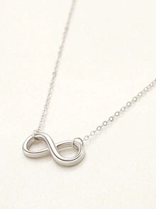 1 件时尚简约 18k 金链不锈钢无限环设计项链 - 銀色 - 查看 3