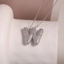 1 PC Silver Color A-Z Balloons Initial Letter Cubic  Pendant Necklace Chunky Personalized Alphabet Necklace For Women Jewelry - Antique Silver - View 16