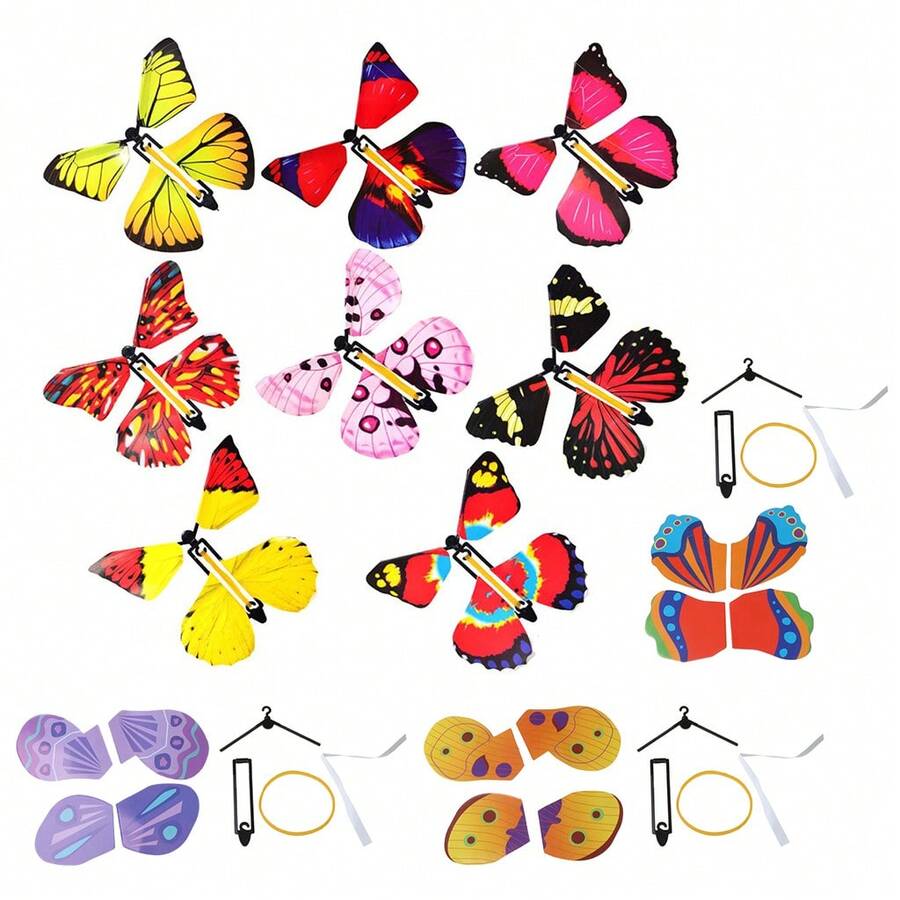 (1 Set / 10 Piezas) Trucos Mágicos De Mariposas Voladoras De Colores - Color Aleatorio - Multicolor - Ver 1