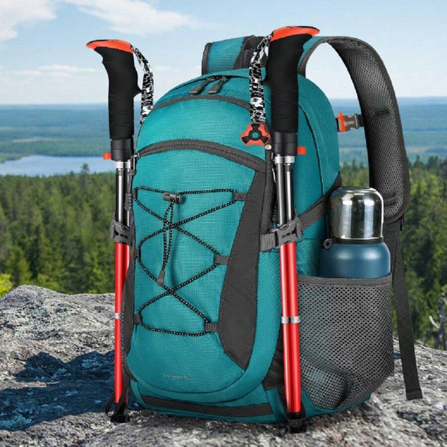 Hiking Backpack Men Women 40L Waterproof Backpack Lightweight Large Travel Backpack Trekking Backpack With Reflective Stripes For Climbing Cycling Mountaineering Travelling - Green - View 1