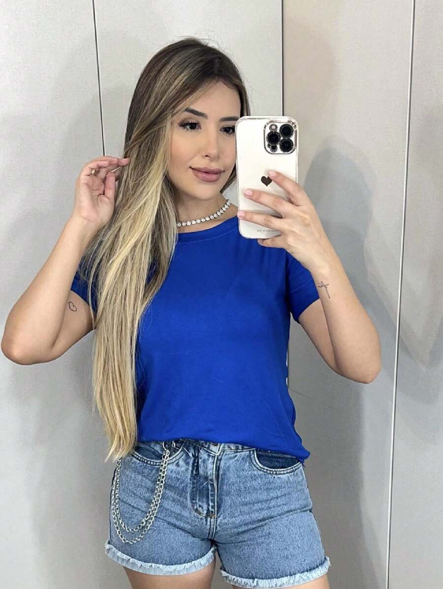 Women T-Shirts - 寶藍色 - 查看 1