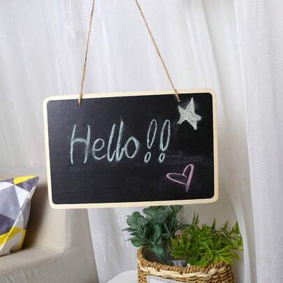 1 st hängande enkelsidig mini-svart tavla kreativ trä liten svart tavla ställ avtorkningsbar träanslagstavla, skolmaterial, tillbaka till skolan