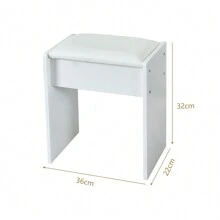 Makeup Vanity Table with Lighted Mirror, Vanity Desk Set with Shelves, Dresser Desk and Cushioned Stool Set White - trắng - Xem 5
