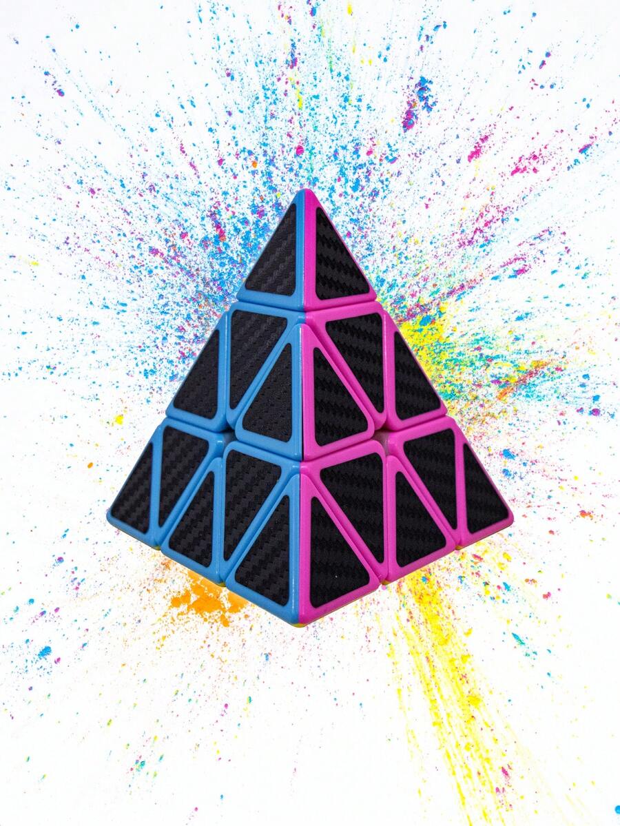 Cubo Rubik de 3x3 de Plástico, Giro Rápido y Antiderrapante, Diseño Piramidal - Multicolor - Ver 1