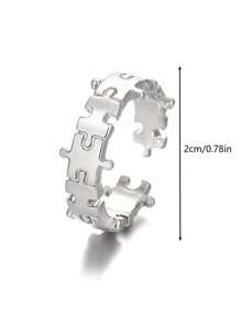 1pc Men's Stainless Steel Minimalist Puzzle Ring - ring - View 2
