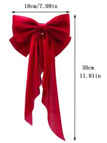 1 件裝女士超大紅色緞面蝴蝶結髮夾,高端精緻質感,非常適合日常使用和服裝搭配 - 紅色 - 查看 3
