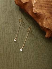 1對不鏽鋼蝴蝶結耳環,配有牛油果色禮品盒,用於裝飾 - 香檳色 - 查看 5