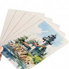 50 張 300 克藝術繪畫水彩紙,方形和圓形,空白紙