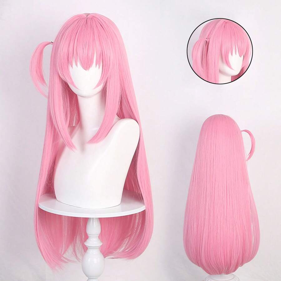 Pelucas Rosa Larga Y Lisa Para Cosplay Y Juegos De Rol Con Flequillo - Rosa - Ver 1