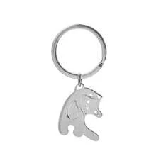 Creative Cat Holding Heart-shaped Sign Stainless Steel Keychain For Couple Backpack Car Keys Wallets Shoulder Bag Crossbody Bag Handbag Accessory Party Gift, Birthday Gift, Valentine's Day Gift, Fashionable Youth Teenage Girl Female College Student Teacher Friendship Gift - Silver - View 7