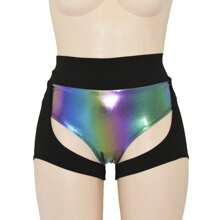 Mini Lycra Pole Dance Shorts Opening Dance Twerk Vivi - Black - View 2