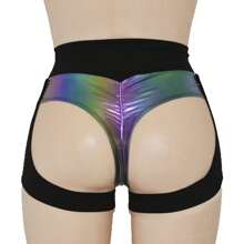 Mini Lycra Pole Dance Shorts Opening Dance Twerk Vivi - Black - View 6