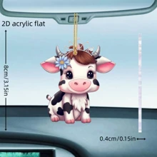 1個創意2d亞克力可愛的動物和汽車造型吊墜,適用於家用鑰匙扣,裝飾,節日禮品,生日禮品,女士手提袋吊墜 - 彩色 - 查看 2