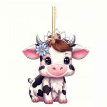 1個創意2d亞克力可愛的動物和汽車造型吊墜,適用於家用鑰匙扣,裝飾,節日禮品,生日禮品,女士手提袋吊墜 - 彩色 - 查看 7