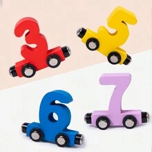 兒童教育木製玩具,色彩繽紛磁性數字火車帶拉繩,適用於嬰兒幼兒 - 彩色 - 查看 6