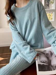 Women's Blue Homewear Set - Blue - View 3