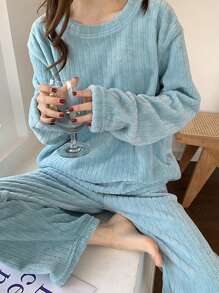 Women's Blue Homewear Set - Blue - View 4