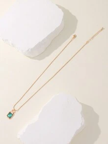 1件女士時尚鋅合金吊墜項鍊,適合日常穿著 - 金色 - 查看 5