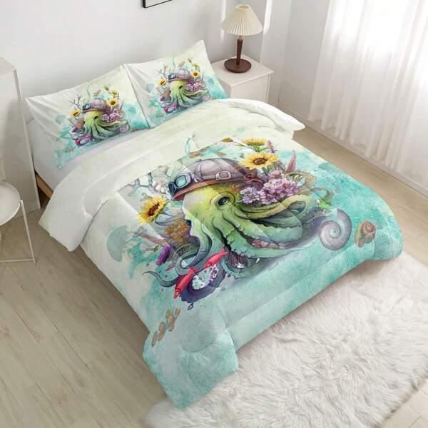 Octopus Comforter Set ,Octopus Bedding Set for Kids,Ocean Sea Octopus