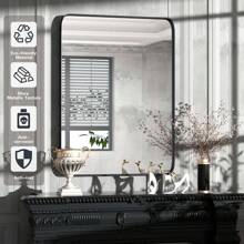 Rectangle Metal Frame Bathroom Mirror Vanity Mirror For Wall, High-Definition Glass, Rust-Resistant, Corrosion-Resistant - màu đen - Xem 7