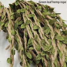 3m Green Leaf Jute Twine Waxed Thread For Diy Decoration, Simulated Vine With Colorful Leaves, Kindergarten Handmade Tree Branches With Twine - Green - View 1