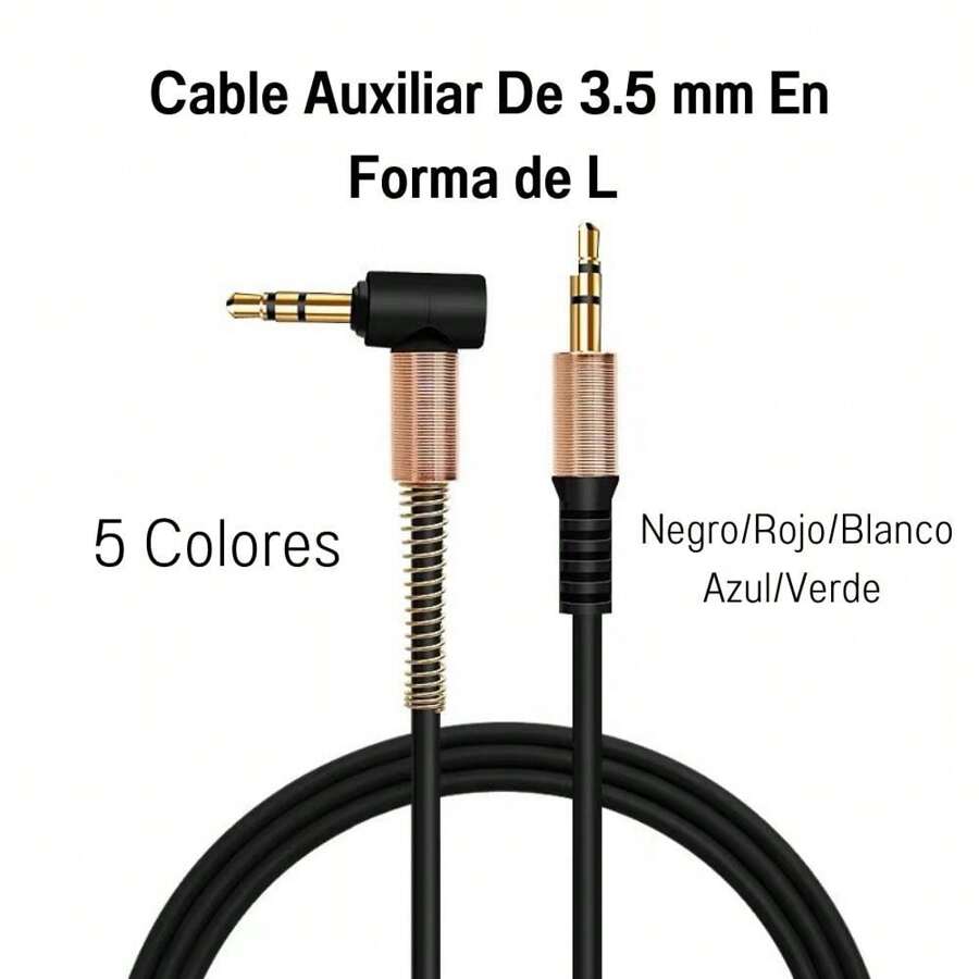 Cable Auxiliar Macho a Macho De 3.5 mm En Forma de L - Multicolor - Ver 1