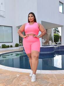 Plus Size Co-Ords - Pink Neon - View 4