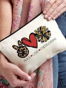 Cheer Stuff Cheerleader Cheer Bag Funny Girls Christmas Birthday Gifts For Women, Canvas Toiletry Bag - White - View 2