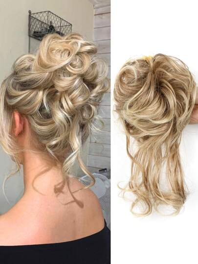 1PC 50g 10 Inch Black Golden Coffee Brown Beige Multi-Colour Voluminous Woven Claw Clip Hair Wigs With Medium-Small Curly Hair Natural Soft Synthetic Fiber Hairpieces Synthetic Woven Suitable For Women Christmas Daily Wear Fashion Hair Buns