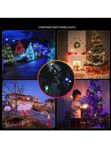 1入戶外太陽能串燈，5米/20燈，7米/50燈，12米/100燈，22米/200燈，8種模式顏色，IP65防水太陽能裝飾串燈，適用於庭院、花園、柵欄、陽台、路徑、派對裝飾、裝飾燈。户外照明 - 彩色 - 查看 8