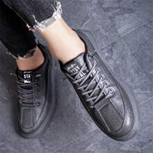 男士皮鞋黑色防滑厨师工作鞋软底防水休闲鞋新款鞋子 - 灰色 - 查看 5