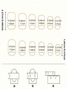 24片歐美風格按壓式指甲中長方形華麗法式裝飾甜心設計白色漸變法式假指甲美甲 - 彩色 - 查看 4