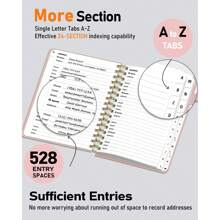 Spiral Address Book With Alphabetical Tabs, Leather Password Book, Address Organizer Telephone Notebook Journal Keep Contact Safe Hardcover Large Print For Seniors Home Office 5.8″*8.2″ - 玫瑰金色 - 查看 4