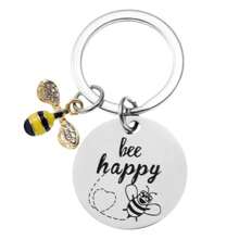 蜜蜂快樂鑰匙扣,適用於女性、蜜蜂愛好者、媽媽、阿姨、女兒、兒子、侄女、侄子、朋友、蜜蜂鑰匙鍊,生日禮物,耶誕節和畢業禮物 - 銀色 - 查看 3