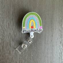 1入教師可伸縮徽章卷軸,姓名徽章持有人帶id夾作為教師禮物 - 米色 - 查看 8
