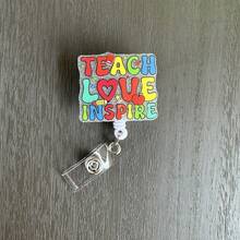 1入教師可伸縮徽章卷軸,姓名徽章持有人帶id夾作為教師禮物 - 米色 - 查看 5