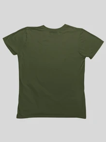 Basic Women's Blouse 100% Cotton Print Bloom Where God Planted You Baby Look Light - 軍綠色 - 查看 4