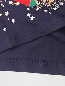 聖誕節卡通聖誕老人紋長袖t恤,適合幼童男孩,秋冬時尚款