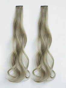 2pcs/Lot Colorful Ombre Curly Hair Extensions With Clip Suitable For Daily Life Or Vacation - Army Green - View 2