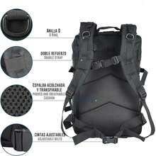 Mochila Tactica Militar 45L - Para Crossfit Montaña Supervivencia Caza Pesca Camping Senderismo Gimnasio Montañismo - Negro - Ver 4