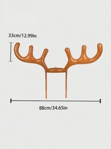 1只鹿角充氣環形投擲遊戲玩具,附帶4個充氣環,適用於派對投擲和互動遊戲 - 棕色 - 查看 5