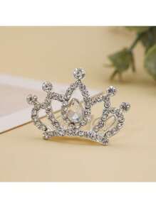 1 Pack Of Small Crowns For Children And Girls With Rhinestone Hair Combs, Crowns, Cute Little Girl Hairpins, Baby Hair Accessories, Birthday Performances - White - View 1