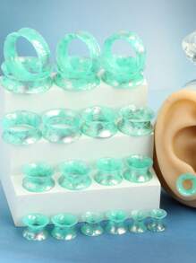 20PCS Piercing Tunnel Set Black Soft/Hard Silicone Ear Gauges Flesh Ear Plugs 6mm-24/25mm Flexible Ear Stretching Gauge Expander mix 10 size - silicone ear tunnels - View 18