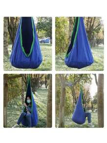 1 Set Of Blue Cloth Pod Swing Hammock, Suitable For Outdoor Picnic, Spring Outing, Leisure, Indoor Relaxation At Home Camping Stuff - Blue - View 4