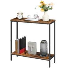 HOOBRO Narrow Console Table With Shelf, 75 X 22 X 75 Cm, Side Table, Hallway Table, Small Exhibition Table, Sofa Table For Small Space, For Entrance, Hallway, Dark Brown/Black