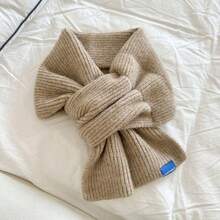 1條女士新款秋冬純色柔軟羊絨十字圍巾,質感高雅,適合學生和情侶使用 - 紅色 - 查看 5