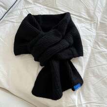 1條女士新款秋冬純色柔軟羊絨十字圍巾,質感高雅,適合學生和情侶使用 - 紅色 - 查看 6